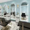 Espejo Estación de Barbería Famoso en Internet de Moda, Espejo para Salón de Peluquería, Dedicado para Cortar el Cabello, con Luces LED, Montado en Pared, Unilateral, Diseño Simple