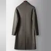 Casaco de Lã Oversized Masculino com Design de Botões Duplos, 100% Lã, Adequado para Outono e Inverno, Casaco Trench de Lã Dupla Face, Roupa de Exterior Casual