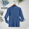 Tejido de punto Otoño Nuevo para Mujer 2020 Invierno Ajustado Cuello Alto Simulado Camiseta Base Ajustada Casual de Manga Larga Top