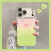 Funda Rosa Guayaba en Forma de Corazón Adecuada para Funda de Teléfono Apple 17 Pro Max iPhone 15 Verano Degradado 16 con Pulsera 14