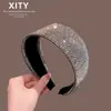 Diadema de borde ancho con diamantes completos de temperamento coreano para mujer, tocado de moda de alta gama, pinza para el pelo, nueva diadema de lujo ligero para lavado de cara de celebridad de internet
