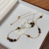 Collar de cadena de hueso de serpiente y ojo de tigre marrón Maillard de moda de Sugar Family, cadena larga de lana de nicho de alta calidad para mujer