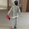 Conjunto de Dos Piezas para Niñas con Pantalones Falda de Encaje, Atuendo Elegante en Capas para Niños Mayores, Nuevo Diseño de Primavera con Conjunto de Pantalones Falda Ligeramente Acampanados