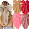 Pinza para el pelo grande de clip de resorte con lazo de satén popular transfronterizo, pasador de color sólido para mujeres, accesorios para el cabello