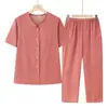 Roupas de Verão para Mulheres de Meia-Idade e Idosas, Looks Elegantes e da Moda para Avós, Camisas de Manga Curta de Verão para Mães, Conjuntos de Duas Peças Soltos para Idosos