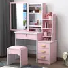 Tocador de Cajones con Espejo Deslizante Integrado, Popular entre Influencers Transfronterizos, Mesa de Maquillaje para Alquiler de Dormitorio, Venta al por Mayor, Diseño Sencillo