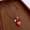 Collar de Corazón con Cuentas de Madera, Piedra y Cuerda de Cera Vintage Estilo Étnico Cadena para Suéter con un Diseño Único para Mujeres