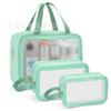 Bolsa de Cosméticos Portátil Grande Capacidade Estilo Coreano PVC Transparente Fosco de Alto Valor Armazenamento Separado Seco e Úmido Necessaire