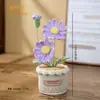 Planta de girassol em vaso feita à mão em crochê, flor artificial de fio de tricô, decoração de mesa, bonsai de flor preservada, diretamente da fábrica de origem
