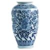Jarrón Grande de Cerámica Estilo Chino Retro Azul y Flores con Patrón de Doble Felicidad para Sala de Estar Pasillo Mesa de Comedor Adornos Florales