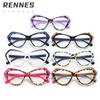Gafas de Lluvia Estilo Nuevo Transfronterizo Europeo y Americano Bloques de Color Irregulares Ojo de Gato Antiluz Azul Lentes Lisos Marco Natural para Miopía
