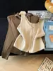 Nuevo conjunto de dos piezas de otoño con diseño coreano, tejido de punto hueco de dos piezas para mujer, top de capas adelgazante
