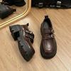 Zapatos Pequeños de Cuero con Suela Gruesa Negro Francés para Mujer 2025 Nuevo Otoño Retro Combinación Falda Zapatos Mary Jane