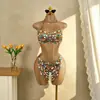 AYJ Estilo Nuevo Transfronterizo Europeo y Americano Bloques de Color Cadena de Perlas y Piedras Preciosas Camisola Sexy Cadena en el Pecho para Chica Popular Beade
