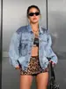 2026 Nuevo Estilo Chaqueta de Mezclilla Moda Callejera Americana Versátil Lentejuelas Uso Diario Chaqueta de Mezclilla para Mujer