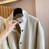 Trench coat estilo coreano com gola alta para mulheres, novo modelo primavera e outono 2026, forro xadrez casual solto, casaco de comprimento médio super popular