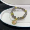 Pulsera de Ágata Gris Natural, Pulsera Media de Calcedonia Púrpura Ahumada, Nuevo Fabricante de Joyería Estilo Chino Venta al por Mayor Transmisión en Vivo Bienestar de Celebridades de Internet