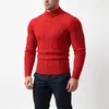 Suéter de punto para hombre de cuello alto medio, nuevo para otoño e invierno, top de punto, tejido de trenzas moderno, capa base cálida casual