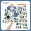 Novo Pijama Infantil Menino Primavera e Outono Desenho Animado Fofo Gola Lapela Cardigã Manga Longa Crianças Médias e Grandes Conjunto Fino de Roupa para Casa