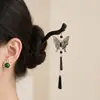 Horquilla de mariposa de ébano, nueva horquilla antigua estilo chino, accesorio para el cabello Hanfu cheongsam, horquilla de borla de alta gama