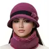 Sombrero de invierno para mujeres de mediana edad y ancianas, sombrero tejido de lana con ala ancha, cálido de piel de conejo, con forro de terciopelo y grueso para señoras mayores.