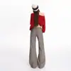 Pantalones de trabajo funcionales retro estilo americano en color gris para mujer, diseño nuevo, pantalones holgados de pierna recta hasta el suelo