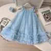 Ropa Nueva de Verano para Bebés Niñas, Ropa Infantil, Vestido de Princesa sin Mangas con Volantes Estilo Dulce y Elegante para Niñas, Vestido Abullonado