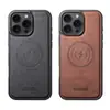 Adecuado para Funda de Teléfono Móvil Iphone18Promax Funda de Cuero PU Apple 17 Carga Inalámbrica Magsafe Succión Magnética para Coche