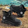 Botas Martin de Caña Alta para Hombre para Exteriores, Botas de Trabajo Antideslizantes Resistentes al Desgaste con Suela Gruesa y Cremallera Lateral, Botas Casuales para Hombre