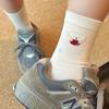 Calcetines de media caña holgados para mujer, estilo coreano Ins, con borde enrollado, de perro estrella, lindos, con cabeza de cachorro de dibujos animados, a rayas, para primavera y otoño