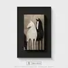 Pintura decorativa de entrada minimalista italiana en blanco y negro, adorno de mesa para dormitorio francés, arte de pared de sala de estar de alta gama estilo vintage