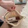 Bolsa Exquisita de Palha Trançada com Recortes, Bolsa de Ombro, Bolsa de Palha Trançada, Bolsa de Praia para Férias na Beira-Mar, Bolsa de Palha Trançada para Celular, Bolsa Transversal