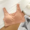 Algodón Puro Sin Costuras Una Pieza Almohadilla de Látex Fija en el Pecho Venda de Pecho Antishock Deportiva Sujetador de Dormir Push-Up Top sin Tirantes para Mujer