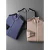Suéter de Cachemira 100% de Cuello Medio Cardigan para Hombre Suéter con Cremallera Ropa Exterior Engrosada Otoño e Invierno Cachemira Amigable con la Piel Combinación de Colores de Moda