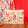 Bolsa de Regalo de Año Nuevo 2025 Bolsa del Día de Año Nuevo Tela No Tejida Roja Temática de Serpiente Bolsa Tote para Regalo