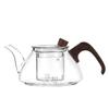 Tetera de té para el hogar con separador de agua, tetera Yunxi con mango de madera, vidrio de borosilicato de alta calidad con filtro.