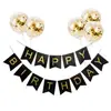 Feliz Cumpleaños Banderín de Papel Letra Grande Bronceada Banner de Cola de Pez + 5 Globos de Lentejuelas de 2.8g Transfronterizo