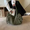 Bolso Cruzado de Hombro Grande, Ligero, de Estilo Coreano, Transfronterizo, con Acabado de Alta Gama, Bolso Tote de Cordón de Color Sólido, de Nicho, para Llevar en la Mano