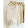 Baicai Veludo Nova Coleção Outono/Inverno: Suéter de cashmere multicolorido, caimento justo, canelado, macio e confortável para mulheres, gola U, tricô pulôver