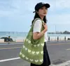 Bolsa de Palha Trançada à Mão Vazada para Mulheres, Estilo Casual Preguiçoso de Verão, Bolsa de Palha de Grande Capacidade, Bolsa de Ombro para Férias na Praia