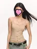 Camisole Grande com Decote U e Botões, Novo Estilo Primavera/Verão com Bojos, Roupa Íntima Feminina, Fresca e Adequada para Usar por Cima, Sem Mangas com Botões