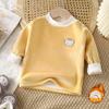 Camiseta abrigada para niños y niñas, camisa de otoño e invierno, pijamas gruesos para bebés, ropa de otoño de manga larga con forro polar para niños