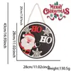 Novo Placa de Madeira de Natal Desenho Animado Velho Boneco de Neve Letra Placa de Madeira Pendurada na Porta Luz LED Placa Redonda de Boas-Vindas para Porta