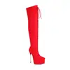 Danza Jazz 43 Hasta la Rodilla Talla Comercio Exterior Charol Tacón Súper Alto Botas de Caballero Botas Largas 32 Código de Bota Plataforma de Agua Con Cordones Blanco