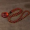 Collar con Colgante Rico de Flor de Floración Tallada con Esmalte de Color Petición del Templo Loto Borde Colgante Pequeño de Loto Drenaje Regalo