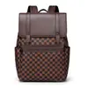 Mochila de Negócios Transfronteiriça Mochila Masculina Xadrez Clássica de Viagem Bolsa de PU Mochila para Notebook de 15,6 polegadas