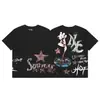 Hip-Hop Americano High Street Holgadas Estampadas con Letras Camisetas de Pareja para Hombre y Mujer Tendencia de Moda de Verano Cuello Redondo Mangas Cortas
