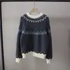 [BiZheng] Nuevo Suéter de Estilo Coreano para Otoño/Invierno 2025, de Alta Calidad, Fair Isle, Engrosado, Adelgazante, Juvenil, Versátil para Mujer 5740
