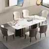 Mesa de Comedor y Sillas de Pizarra Brillante, Lujo Ligero, Gama Alta, Moderna y Sencilla, Adecuada para Hogares Pequeños, Mesa de Comedor Rectangular de Pizarra Estilo Italiano