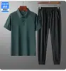 Camiseta de Manga Corta de Verano para Hombre de Seda Helada de Secado Rápido con Cuello Polo Traje Deportivo de Seda Helada de Dos Piezas Personalización